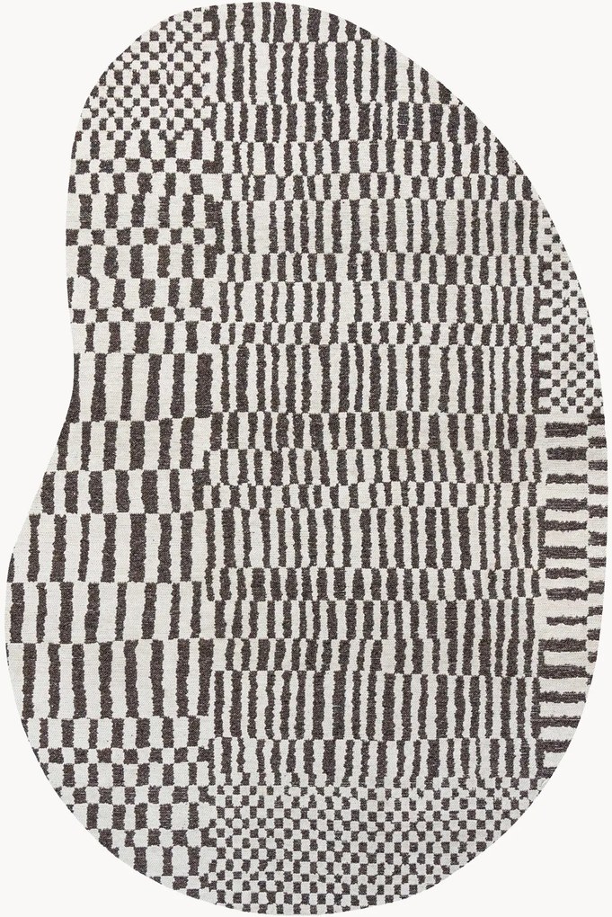 Wasbaar jacquard in- & outdoor vloerkleed Berber in organische vorm