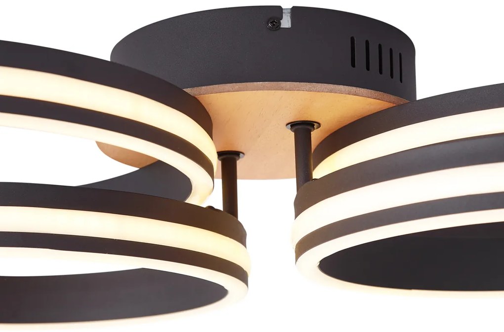 Plafondlamp hout incl. LED 3-staps dimbaar 4-lichts - Navara