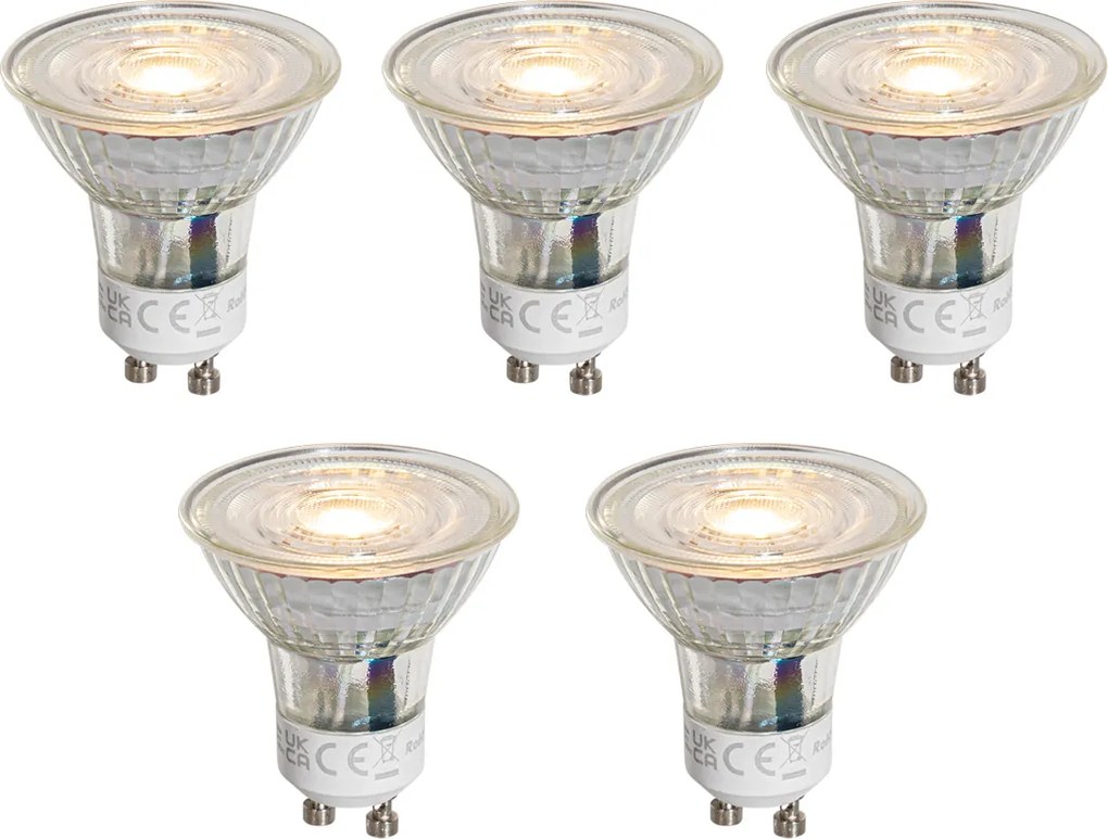 Set van 5 GU10 50mm LED lampen helder 1W 80 lm 2200K