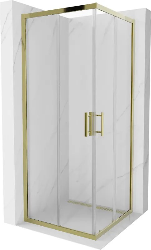 Mexen Rio vierkante douchecabine 80 x 80 cm, transparant, goud - 860-080-080-50-00