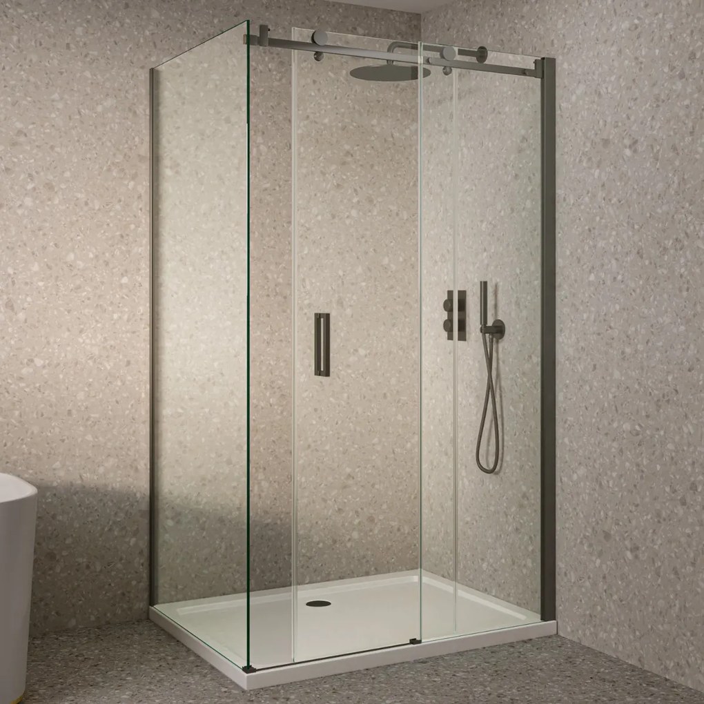 Saniclear Supreme douchecabine 90x90cm anti-kalk verouderd ijzer - gunmetal
