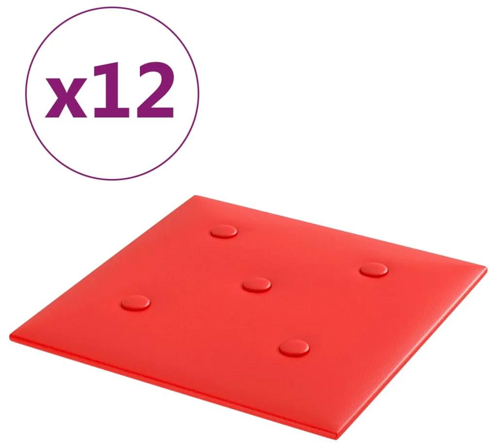vidaXL Wandpanelen 12 st 1,08 m² 30x30 cm kunstleer rood