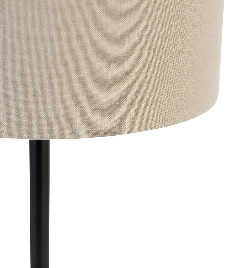 Moderne tafellamp zwart met boucle kap lichtbruin 35 cm - Simplo Design E27 rond Binnenverlichting Lamp