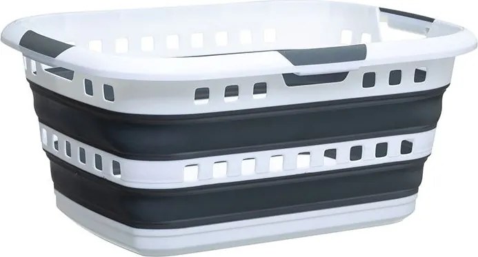 5Five Wasmand 45L - Opvouwbaar - Kunststof - Grijs/Wit - Met Handvatten