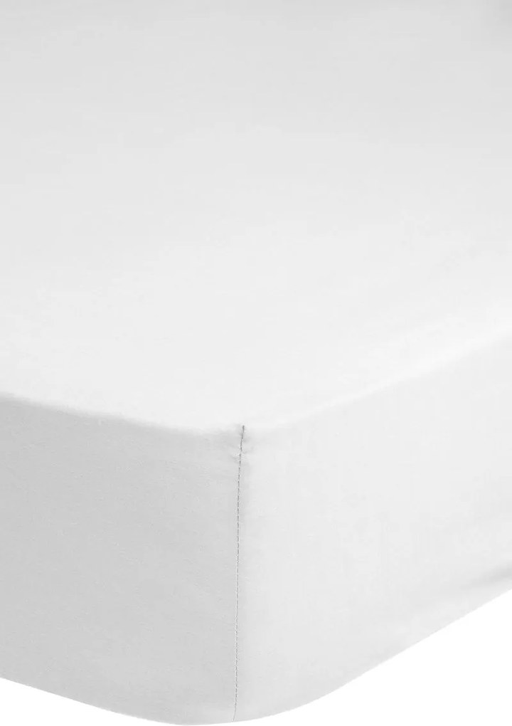 Katoenen hoeslaken strijkvrij, wit (90x200)