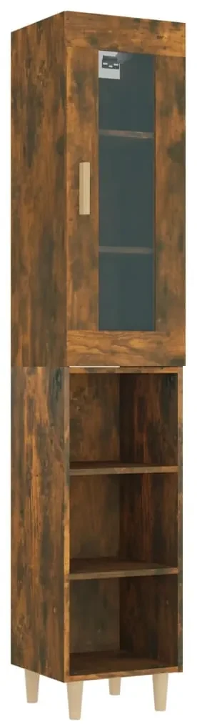 vidaXL Hoge kast 34,5x34x180 cm bewerkt hout gerookt eikenkleurig