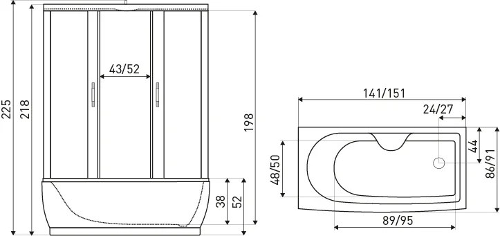 Kerra Mocca gesloten douchecabine 141x86x225cm