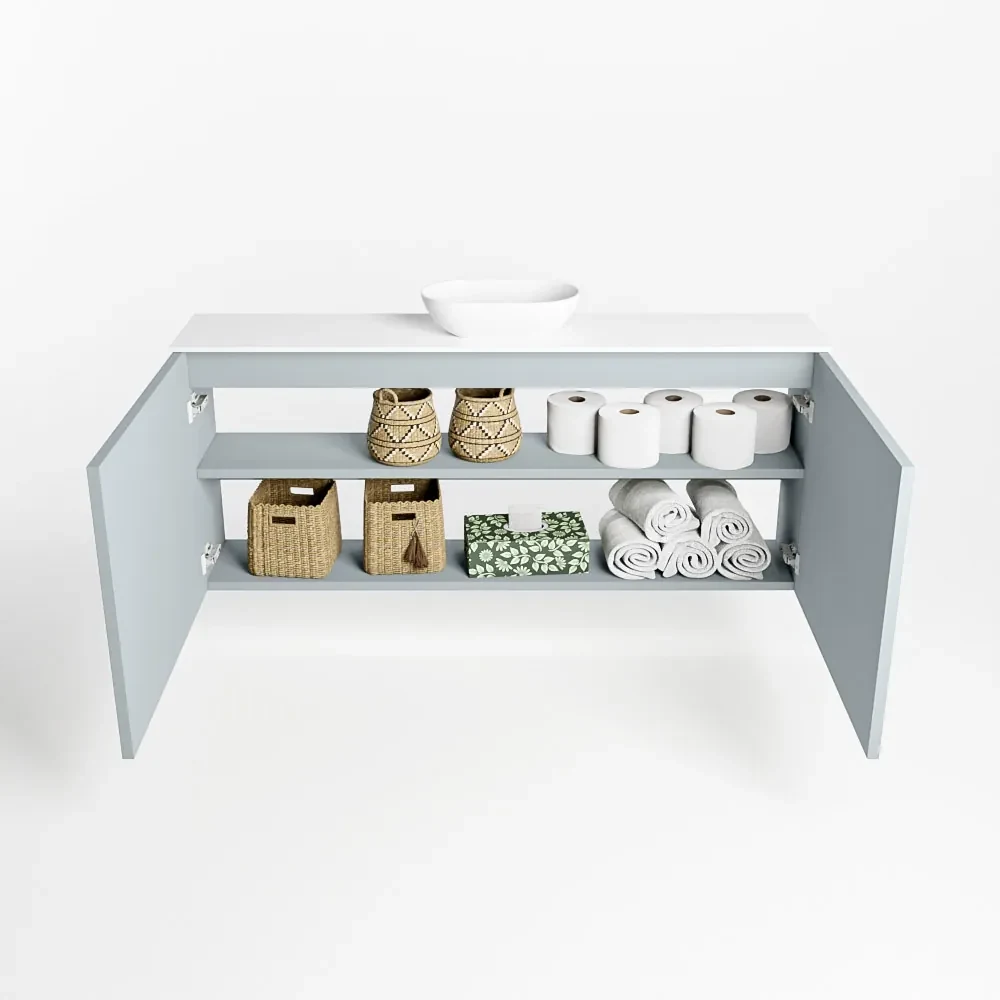 Mondiaz Fowy toiletmeubel 120cm clay met witte waskom midden en kraangat