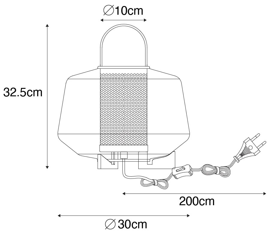 Art deco tafellamp zwart met smoke glas 30 cm - Kevin