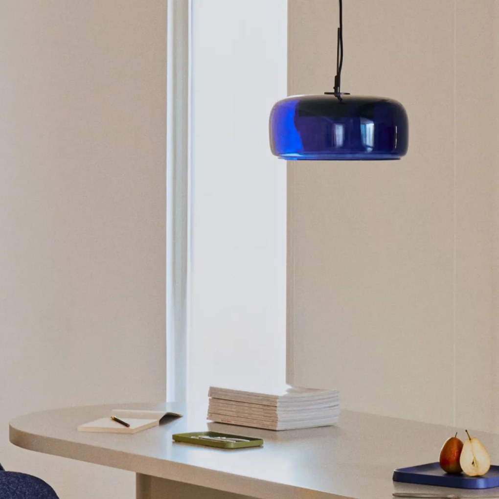 Kave Home Reig Retro Hanglamp Blauw Glas