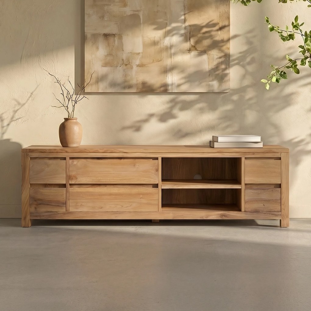 Hoog Tv-meubel Teak - 6 Lades - 170cm - 170x50x50cm.