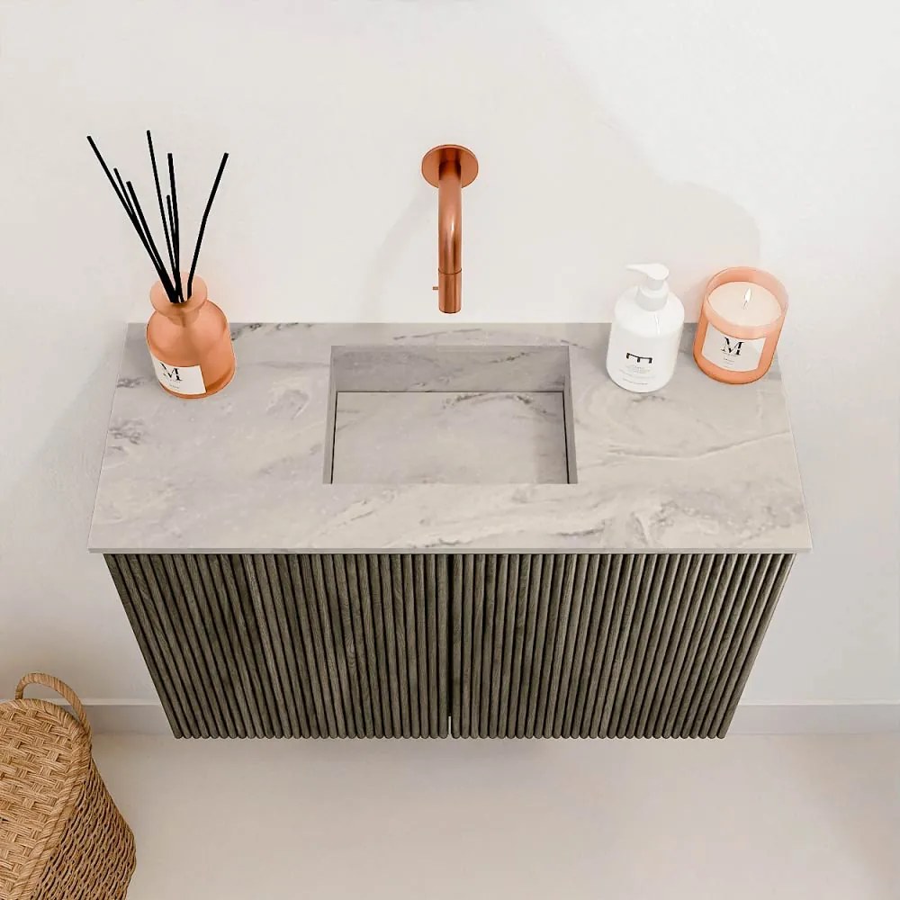 Mondiaz Joya DLux 60cm toiletmeubel shadow met wastafel faye midden zonder kraangat glace
