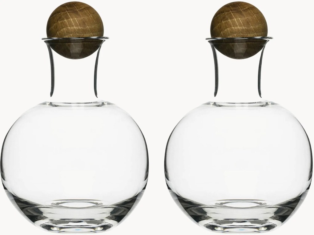 Mondgeblazen kruidenflessen Eden met houten deksel, 2-delig