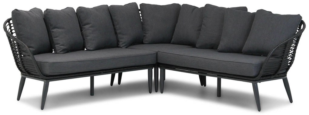 Hoek loungeset 4 personen Aluminium/wicker Zwart  Coco Coco Leonardo