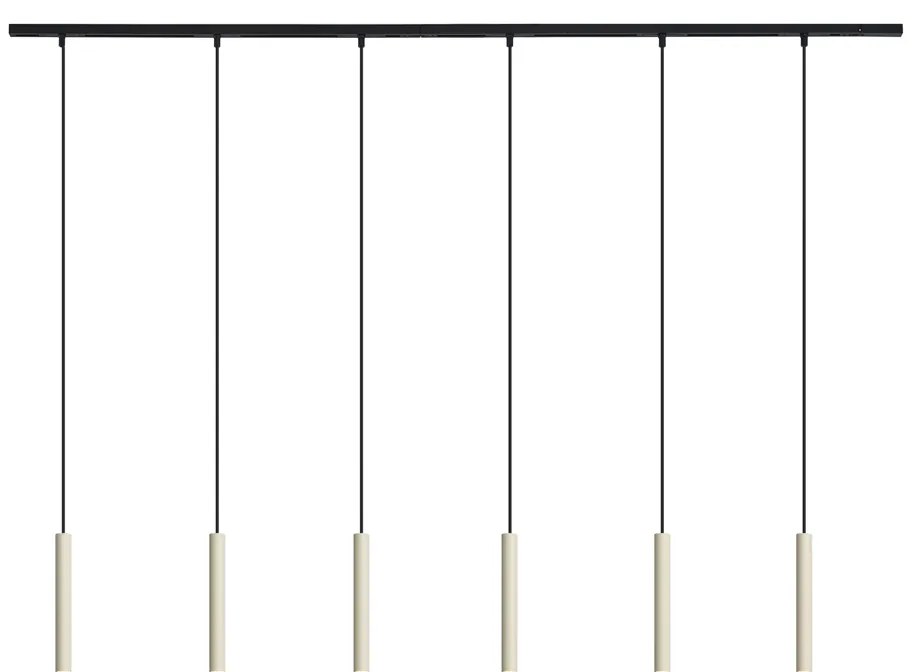 Modern railsysteem met 6 hanglampen beige met zwart 1-fase - Slimline Keno