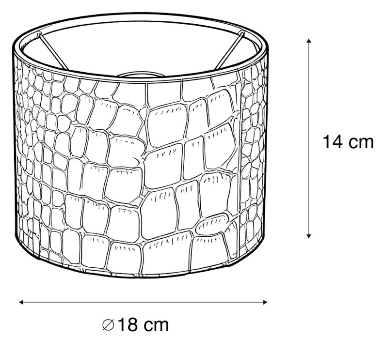 Velours lampenkap krokodil dessin met gouden binnenkant 18/18/14 Klassiek / Antiek rond