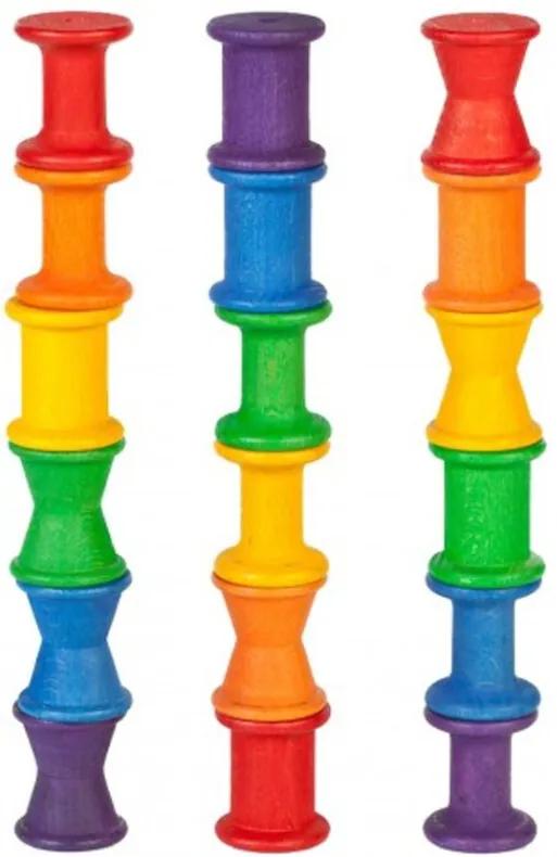 Speelgoed Houten spoelen gekleurd