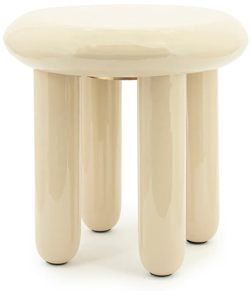 By-Boo Balloon Hoogglans Bijzettafel Beige - 43 X 43cm.