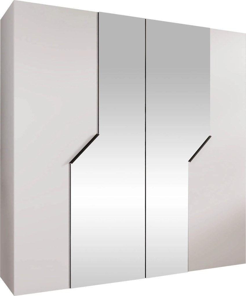 Kledingkast Hartford 598, Zwart, Wit, 202x200x52cm, 135.3 kg, Kledingkast deuren: Met scharnieren
