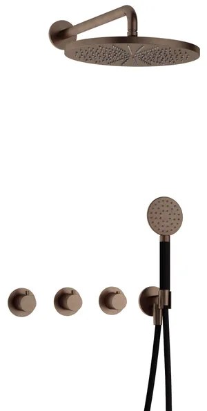 Hotbath Cobber IBS70 Regendoucheset inbouw - 38.5cm wandarm - 30cm ronde hoofddouche - ronde handdouche - verouderd messing IBS70AB15