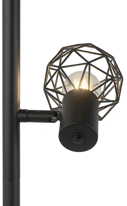 Design vloerlamp zwart 3-lichts verstelbaar - Mesh