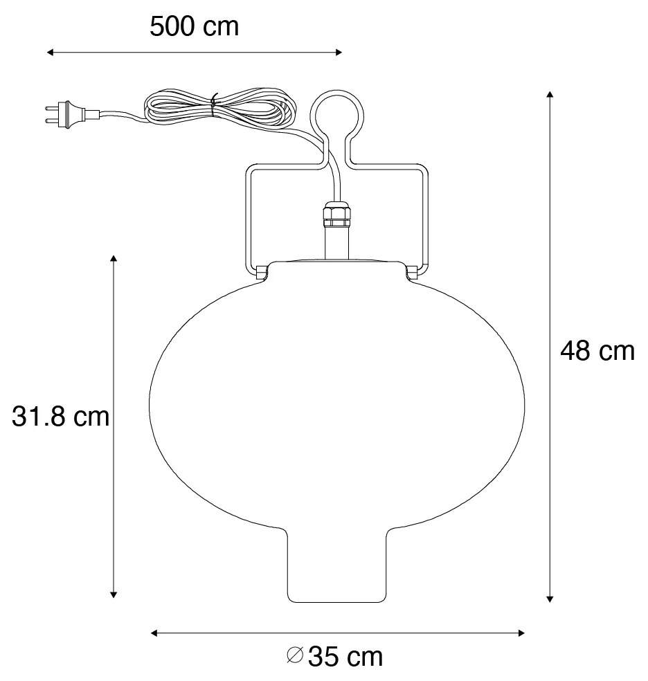 Buiten hanglamp wit 35 cm met rode stekker IP44 - Pion Modern E27 IP44 Buitenverlichting rond