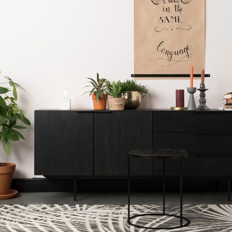 Zuiver Travis Eiken Dressoir Zwart - 180x45x70.5cm.