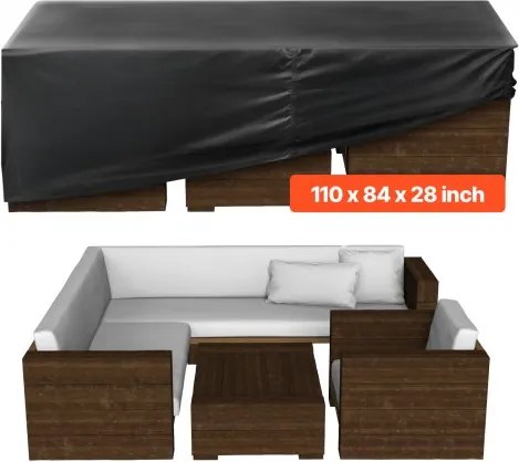 VEVOR Tuinmeubelhoes, 420D Oxford stof, waterdichte rechthoekige tuintafelhoezen met ventilatie voor alle weersomstandigheden, tuinmeubelhoes (279 x 213 x 71 cm)