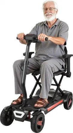 VEVOR 4-wielige opvouwbare elektrische scootmobiel, scootmobiel voor volwassenen en senioren, e-scooter met een actieradius van 15 km, all-terrain reisscooter met een klimvermogen van 9° en een draagvermogen van 120 kg.