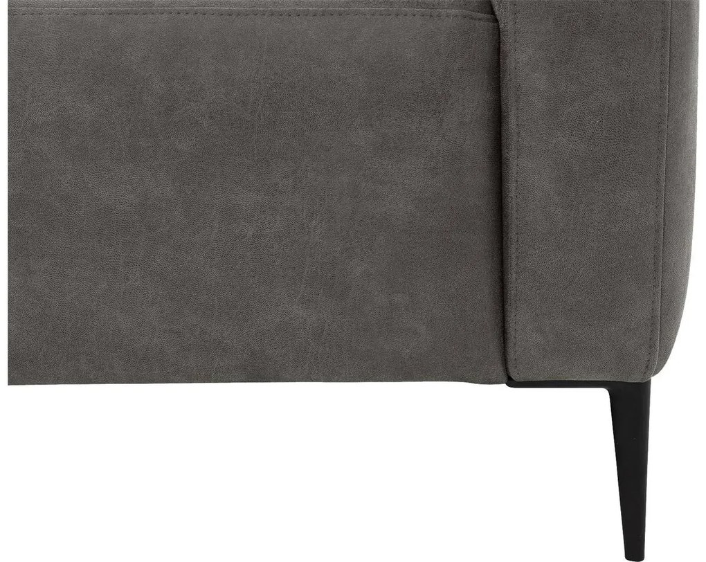 Goossens  Key West grijs, micro leer, 2-zits, modern design met ligelement links