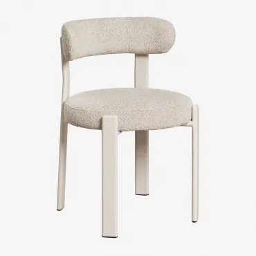 Jolie Gestoffeerde En Ijzeren Eetkamerstoel Gardenia Wit & Crèmebeige Boucléstof - Sklum