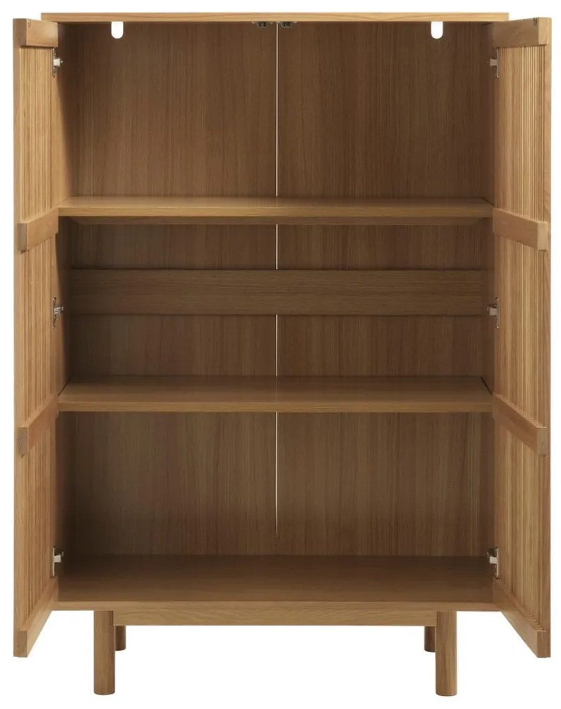 Wandkast Eiken Met Latjes - 95x45x140cm.