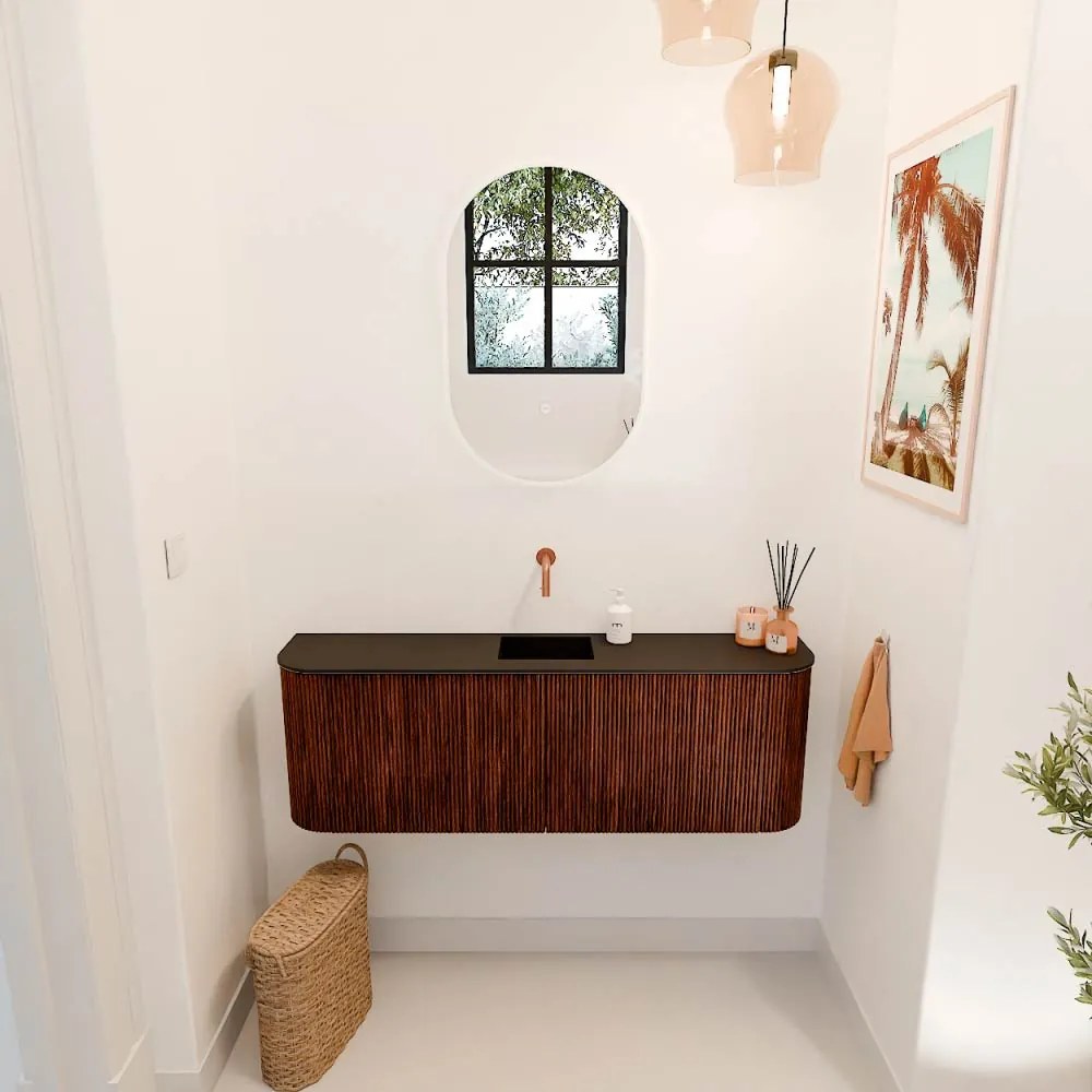 Mondiaz Joya 125cm toiletmeubel ronding links/rechts ruby met wastafel faye midden zonder kraangat urban