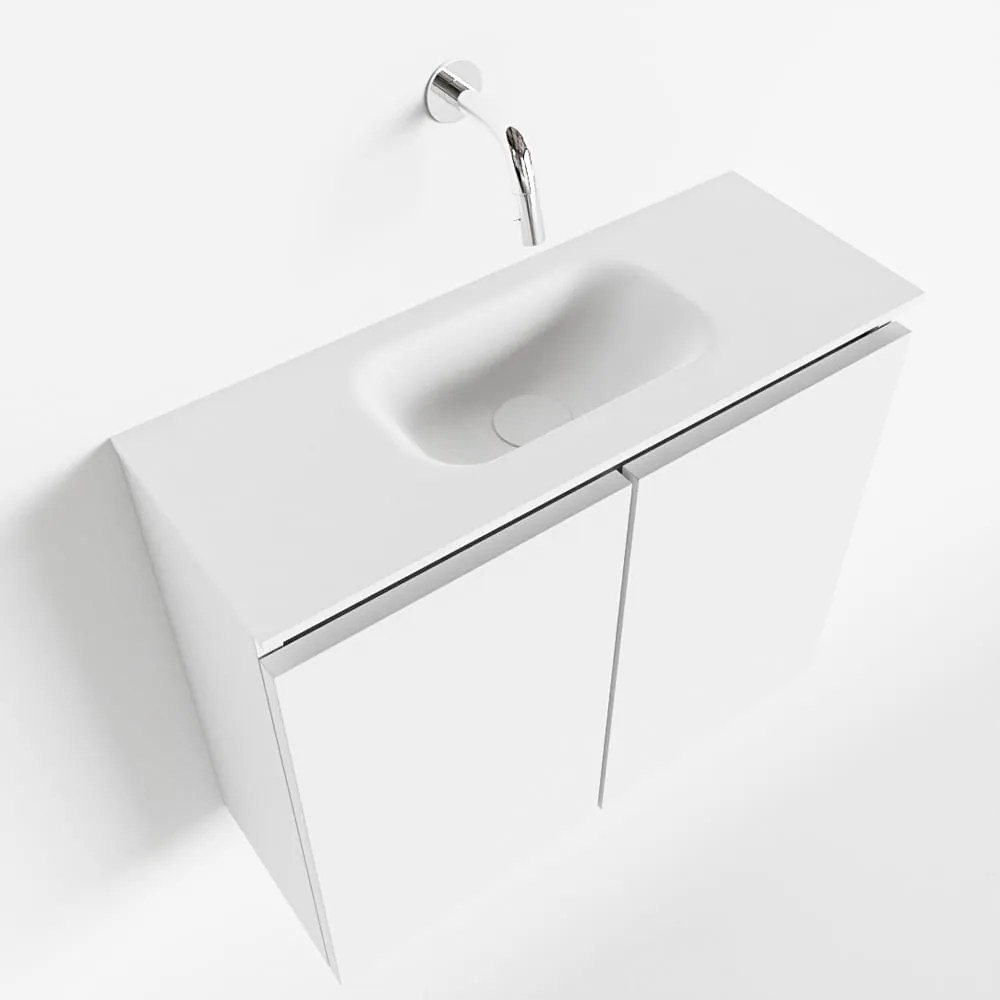 Mondiaz Ture 60cm toiletmeubel talc met wastafel talc midden geen kraangat