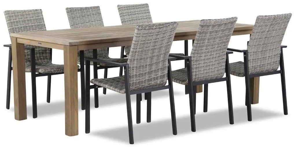 Tuinset 6 personen 220 cm Wicker Grijs Lifestyle Garden Furniture Upton/Bristol