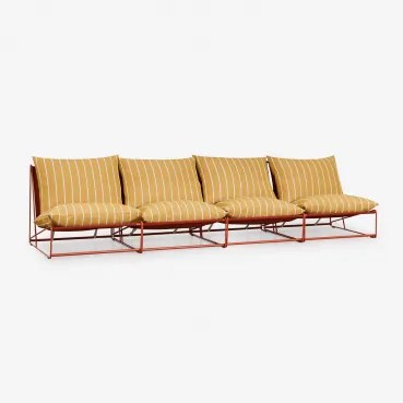 Amaro 4-delige Modulaire Tuinbank Honing Geel - Rood – Klei - Sklum