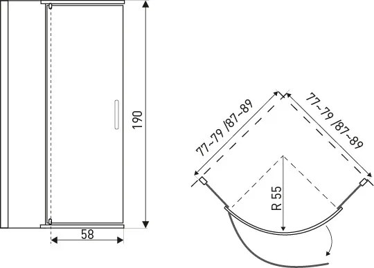 Kerra Splash douchecabine 89x89cm kwartrond inclusief douchebak zwart mat