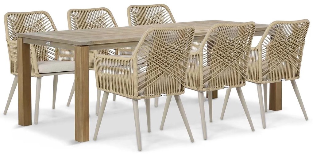 Tuinset 6 personen 220 cm Aluminium/wicker Taupe Coco Vedra/Bristol