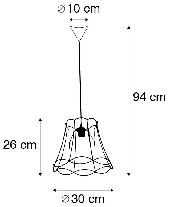Retro hanglamp zwart 30 cm - Granny Frame