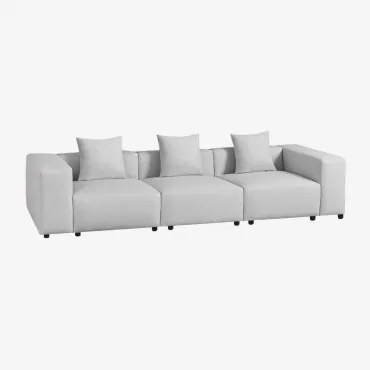 Modulaire 3-delige Bank (↔︎315 Cm) Met Hoge Armleuning Bruna Stof Gris Glacial - Sklum