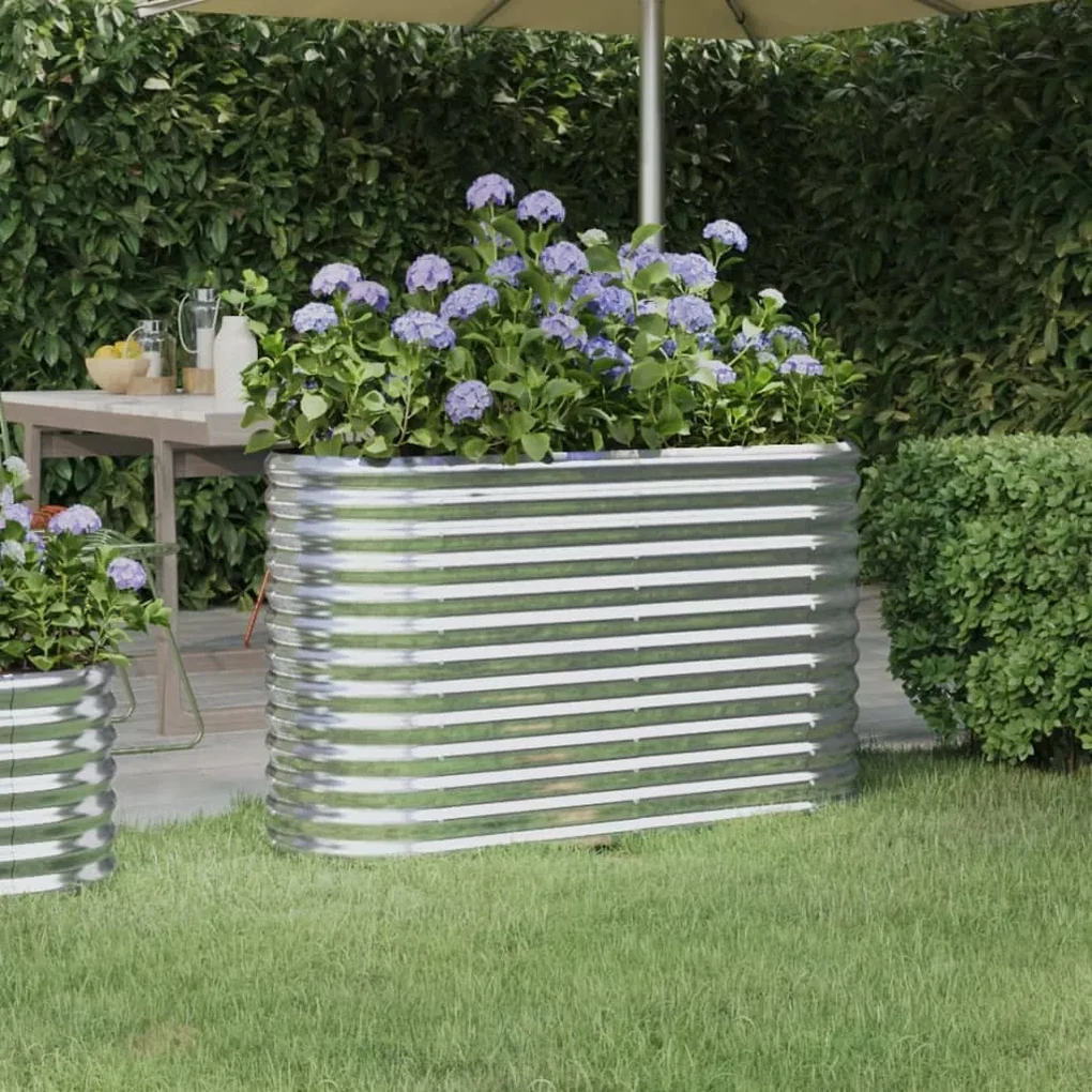 vidaXL Plantenbak 114x40x68 cm gepoedercoat staal zilverkleurig