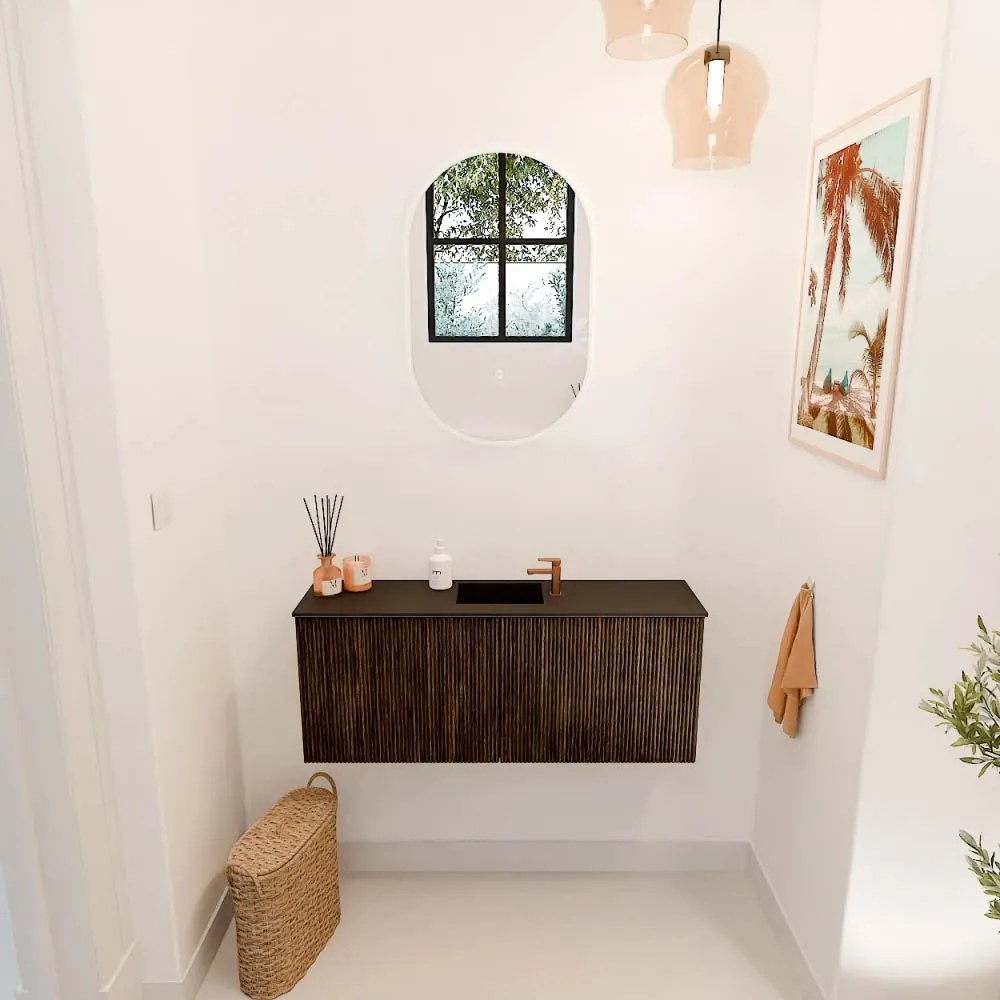 Mondiaz Joya 100cm toiletmeubel walnut met wastafel faye midden 1 kraangat urban