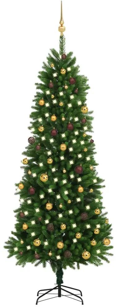 vidaXL Kunstkerstboom met LED's en kerstballen 240 cm groen