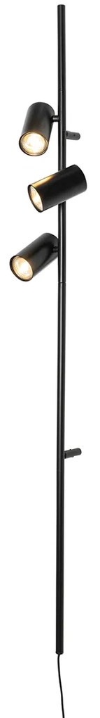 Wandlamp zwart met voetschakelaar 3-lichts - Jeana Luxe