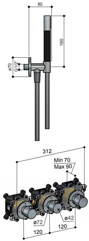 Hotbath Cobber IBS70 inbouwdouche met 30cm plafondbuis en 30cm hoofddouche wit mat