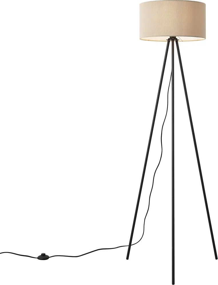 Moderne tripod vloerlamp taupe met velours kap - Luz