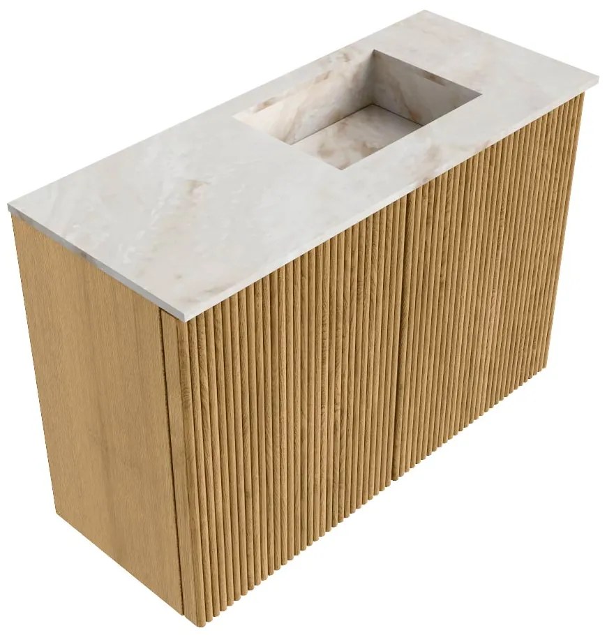 Mondiaz Joya DLux 60cm toiletmeubel oak met wastafel faye rechts 1 kraangat frappe