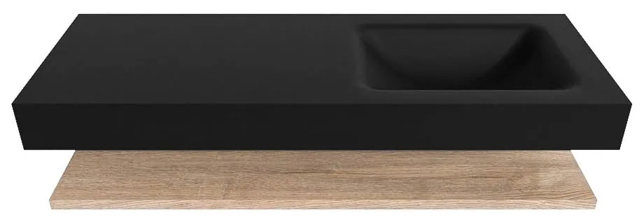 Zaro Alan badmeubel 130cm met planchet washed oak en vrijhangende wastafel cloud rechts 1 kraangat urban