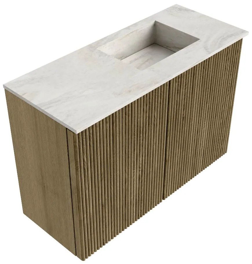 Mondiaz Joya DLux 60cm toiletmeubel dusk met wastafel faye rechts zonder kraangat ostra