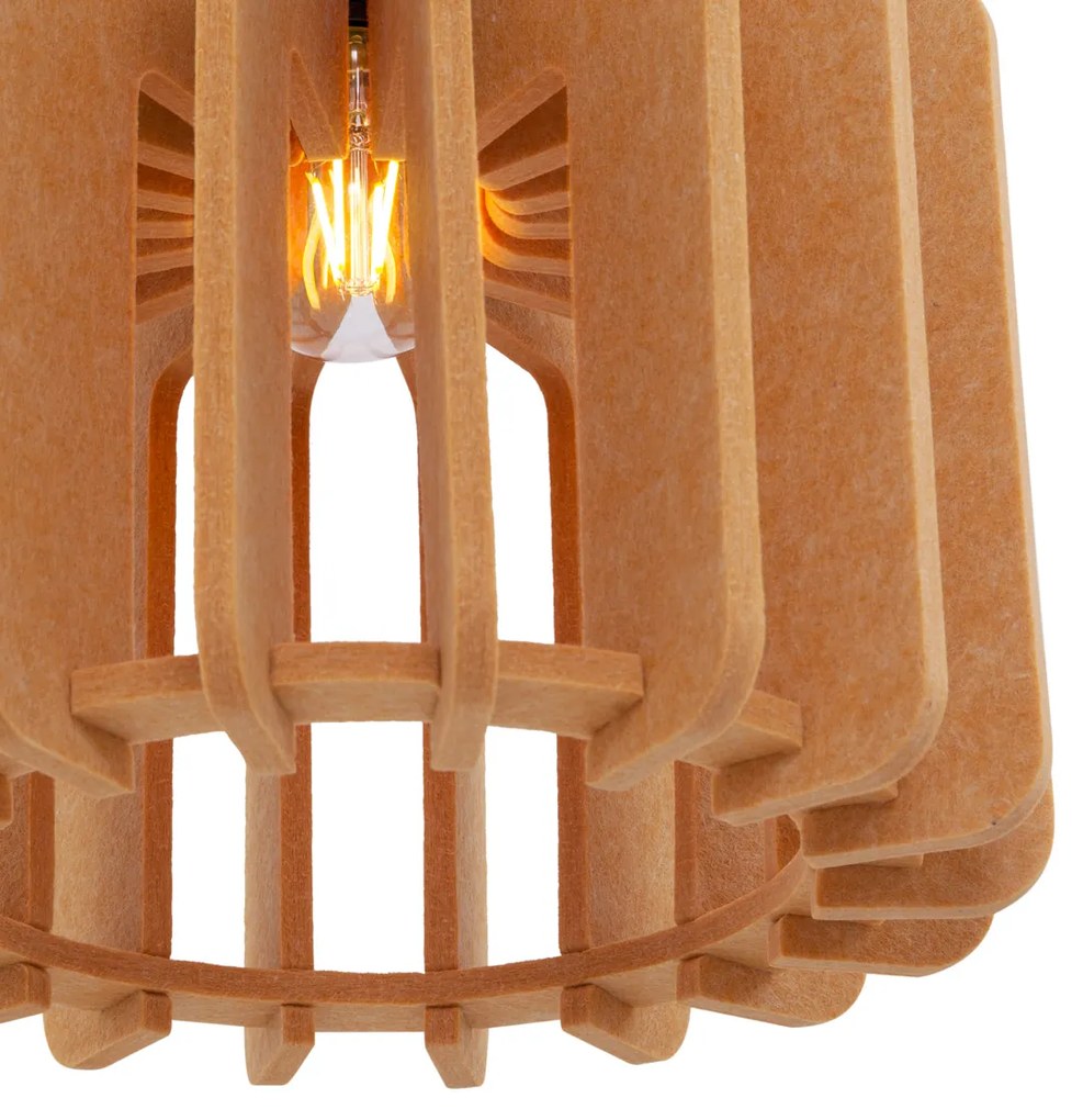 Retro hanglamp zwart met oranje kap - Felt